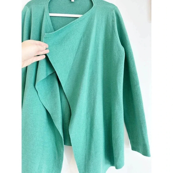 Talbots Green Open Front Cardigan Size Medium Petite - Picture 5 of 7